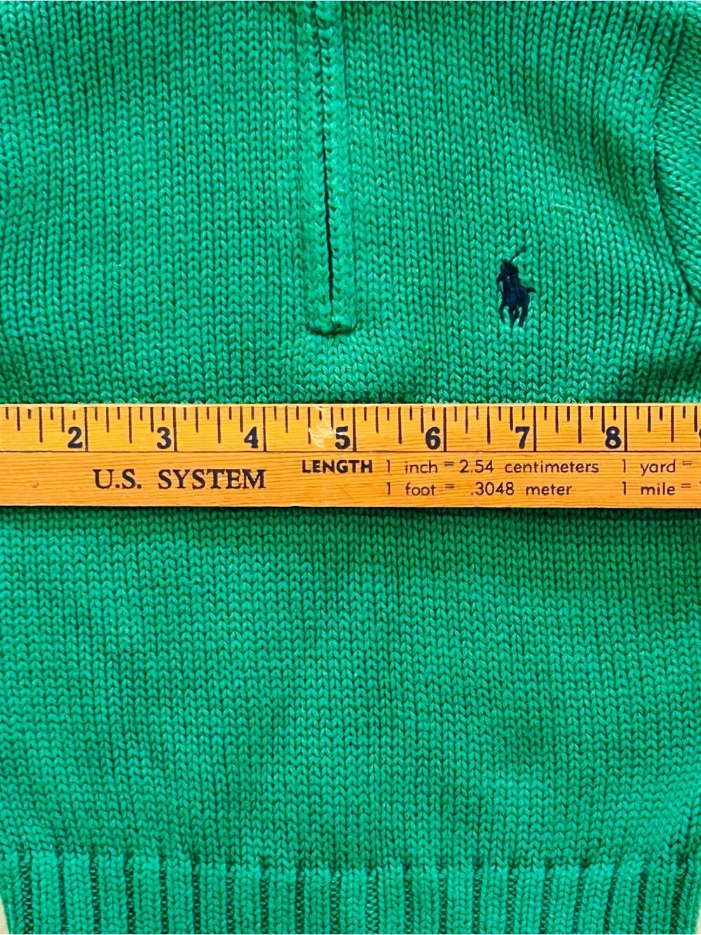 Ralph Lauren Baby Cable-knit Quarter Zip Green Pullover Sweater Sz 9M Cotton